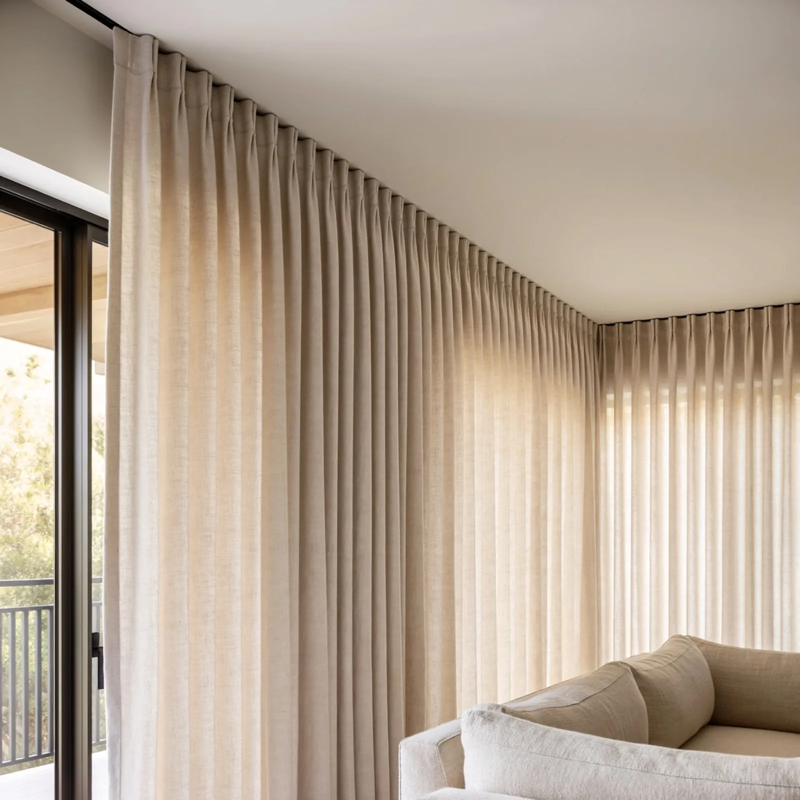 Ceiling-to-floor French pleat drapery